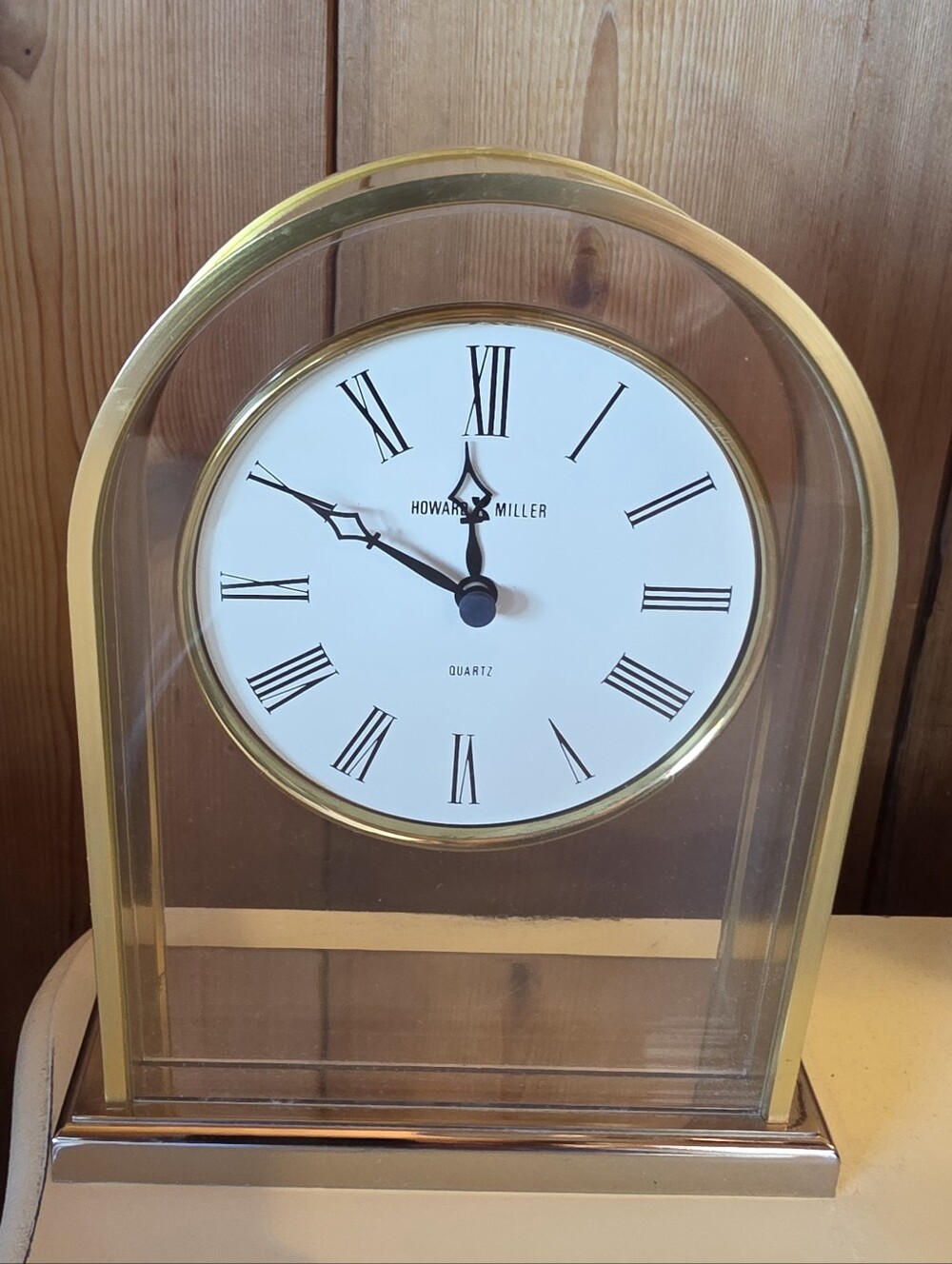 Vintage Howard Miller  Desk Clock- Brass